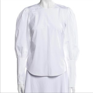 Veronica Beard crew neck three quarter sleeve button up top